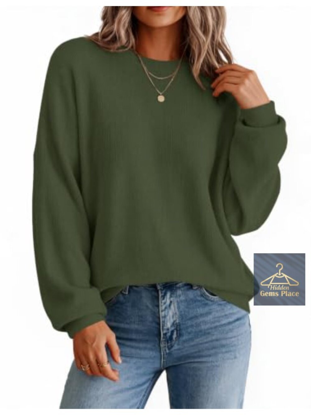 Oversized Crewneck Long Sleeve Knit Pullover Sweater